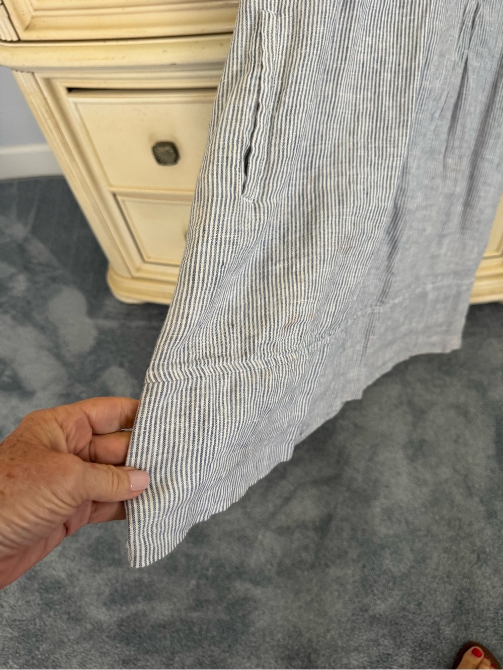 Quince Blue and White Striped Sleeveless Linen Dress - Picture 4 of 11
